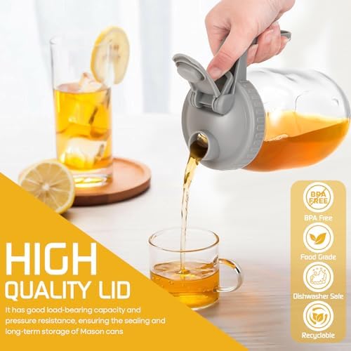 BPA-Free Mason Jar Lid with Silicone Seal - Easy Pour 6-Pack