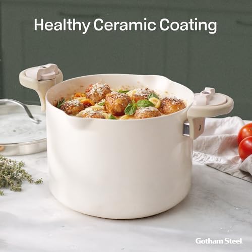 Nonstick Stock Pot With Strainer Lid Quick Cleanup and Eco-Friendly Cooking