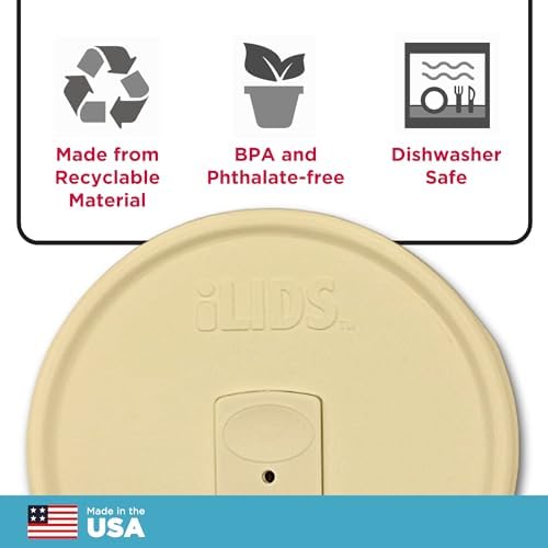 iLIDS Mason Jar Drink Lid Capacity 12oz Fuel-Resistant Sealed lid 2-count