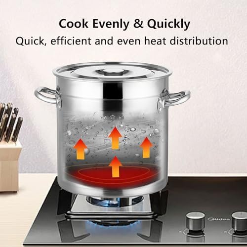 AIZYR 304 Stainless Steel Stockpot with Lid Durable Multi-Purpose