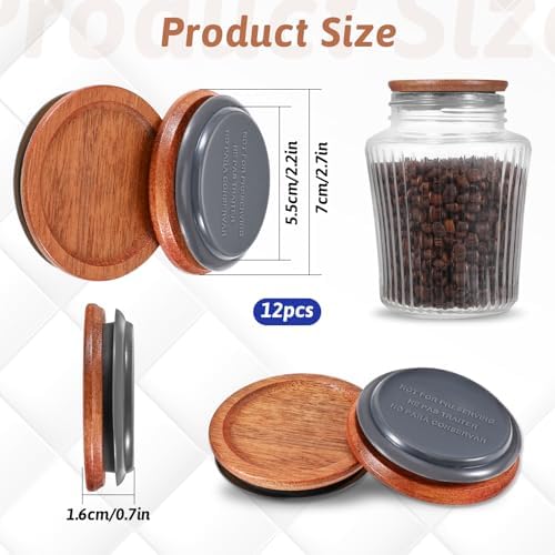 12-Piece Acacia Wooden Mason Jar Lid Set