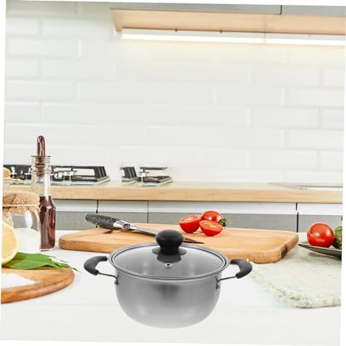 FONDOTIN 1pc Stainless Steel Small Stock Pot with Lid