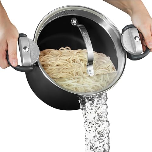 Gotham Steel 5 Qt Ceramic Stock Pot with Strainer Lid
