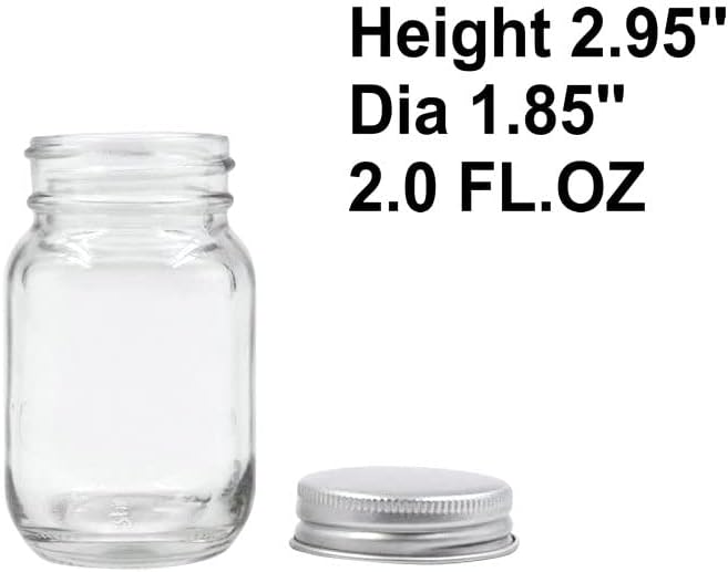 ROORUZ 2oz Mason Jar with Silver Lid x24