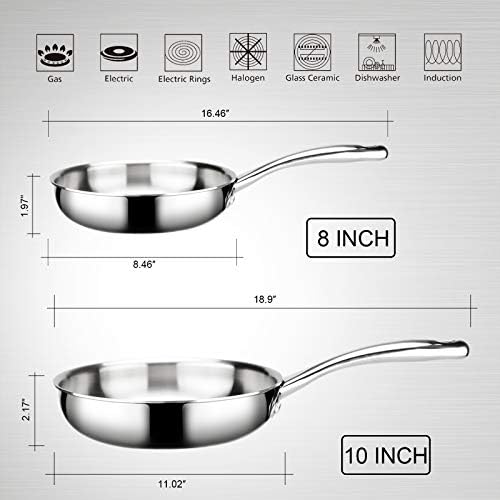Duxtop 8 Tri-Ply Stainless Steel Stir Fry Pan