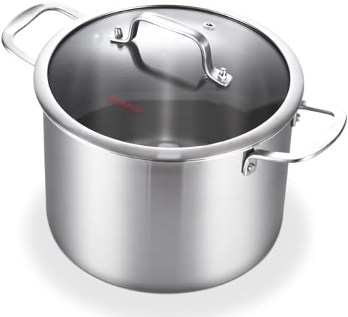 DEALERLO Tri-Ply Stainless Steel Stock Pot for Cooking