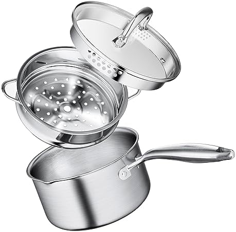 Versatile 15 Quart Stainless Steel Saucepan with Steamer