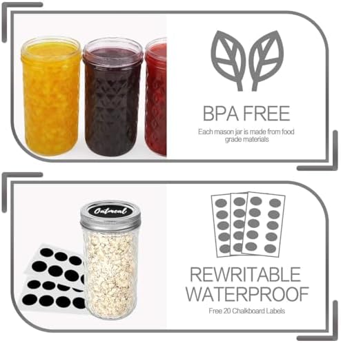 VERONES Mason Jars 20 PACK - Perfect for Jam Honey and More