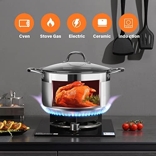 LEUGWAKN 10 Quart Stainless Steel Stock Pot with Lid