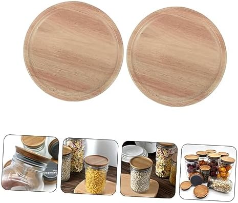 2-Piece Set Sealed Wooden lids Mason Jars Preserve Food