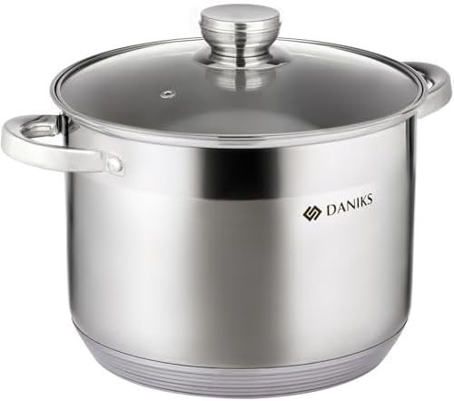 Daniks Standard stainless steel stock pot with glass lid