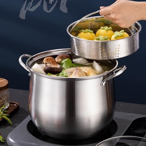 Stainless Steel Stockpot with Lid Nonstick for Soups Stews Pasta 22cm