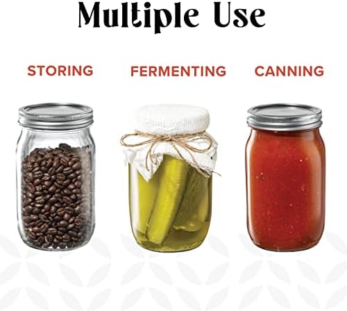 16oz Glass Mason Jars with Lids for Canning Preserving Meal Prep