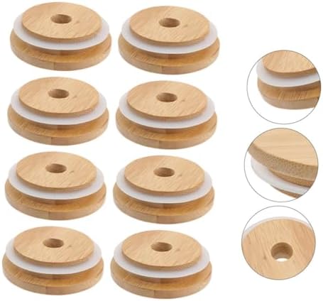 Alipis 4pcs Mason Jar Lids with Straw Holes Reusable Covers for Drinking