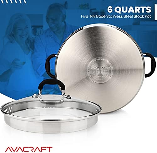 AVACRAFT 6QT Stainless Steel Stockpot with Glass Lid