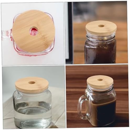 DECHOUS 6pc Mason Jar Wooden Lids Set 70mm Diameter