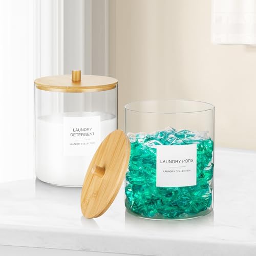 TIPGO Glass Jars with Bamboo Lid and 27 Labels