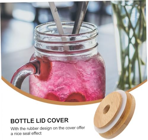 SHOWERORO 4PCS Reusable Mason Jar Lids with Straw Hole