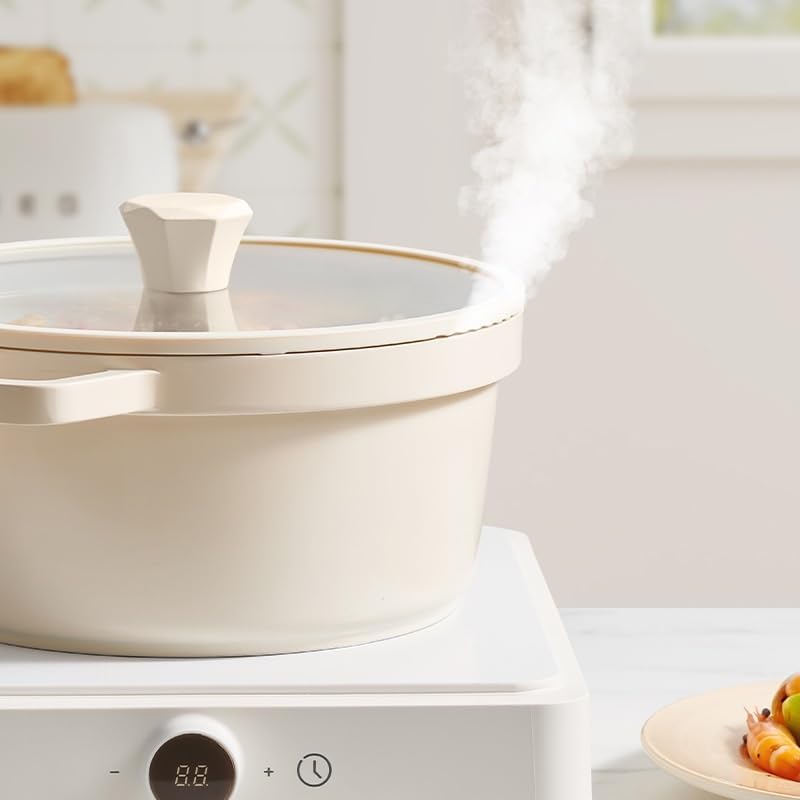 VKEID 78in White Ceramic Nonstick Stockpot with Heat-Resistant Handle