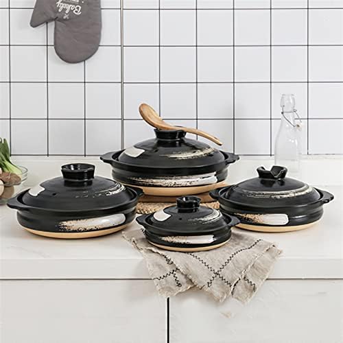 Versatile Heavy-Duty Stock Pot Black Ceramic Casserole Pot Kitchen Essential
