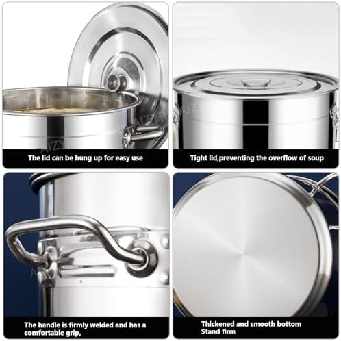AIZYR Premium Stainless Steel Stockpot with Lid Durable Strong for Home Kitchen