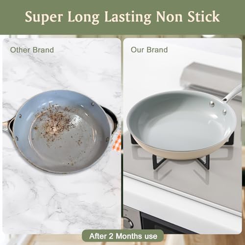 Premium Nonstick Ceramics Set Safe for Oven dishwasher 3-Piece Skillets
