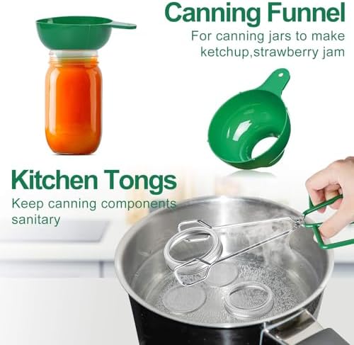 Alemard 11pc Canning Kit - Jar Lifter Lid Lifter Funnel Wrench Lids Rings