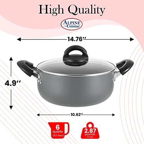 Alpine Cuisine 6QT Dutch Oven with Lid and Bakelite Handle