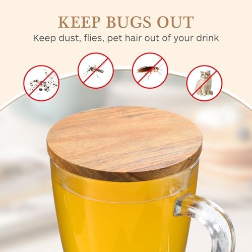SEWACC Bamboo Cup Lid - 4-Piece Set for Durable Airtight Covers