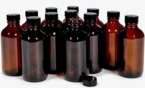 Erins Best Choice 12x4oz Amber Glass Oils Perfume Bottles with TSA-Compliant Latches