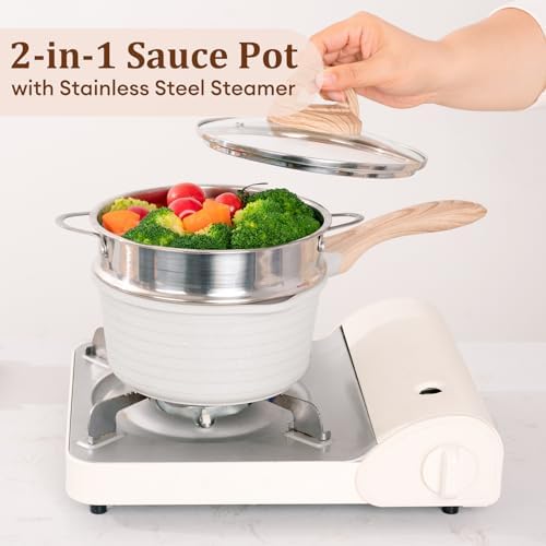 JEETEE 15 Quart Saucepan with Steamer Basket and Lid