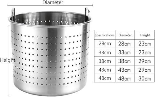 Wzglod 48cm Stainless Steel Stock Pot Strainer Basket Insert with Handle - Silver