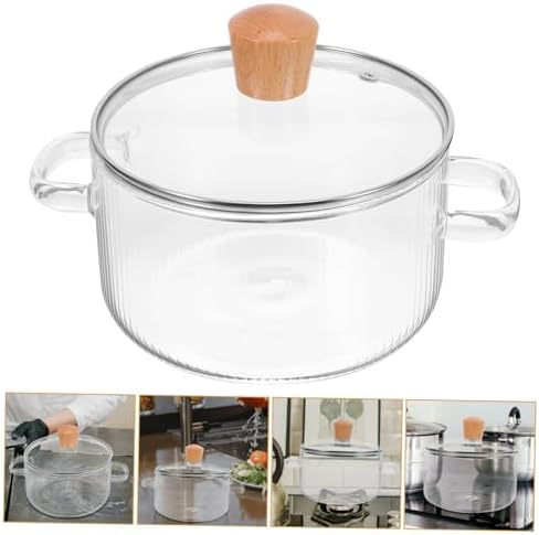 PPZZY Transparent glass cooking pot with lid