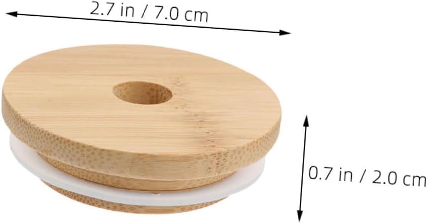 Cabilock 6pcs Beige Wooden Mason Jar Lids Set