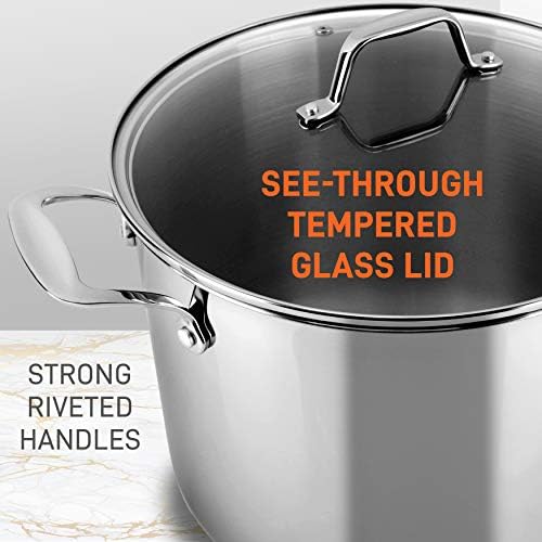 Stainless Steel 8-Quart Stock Pot with See-Through Lid