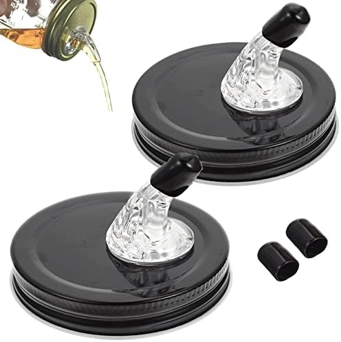 QurHapzy Mason Jar Pour Spouts2-Pack Black Dust-Free
