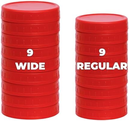 18 Red Mason Jar Lid Set with Silicone Rings