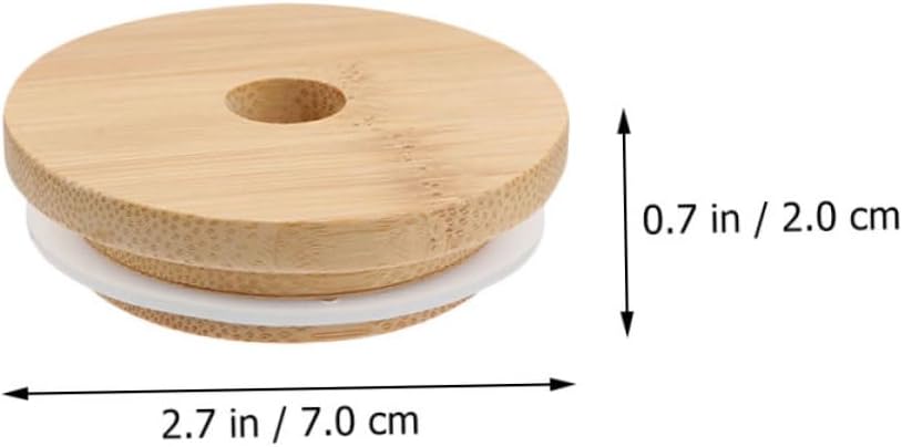 Cabilock 4PCS Mason Jar Lids with Wooden Covers 70mm