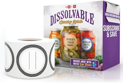 MESS Dissolvable Canning Labels for Jars 200 Labels Easy to Use