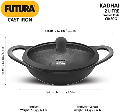 Hawkins Futura 2L Cast Iron Kadhai