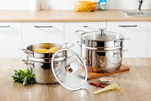 64 QT 1810 Stainless Steel Stock Pot with Steamer Insert