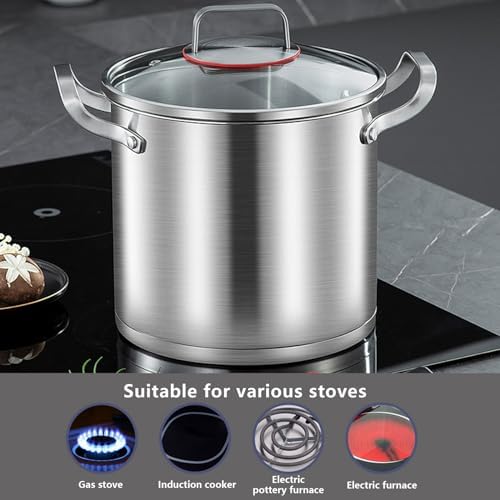 AIZYR 20cm Stainless Steel Stock Pot for Induction and Gas Stoves