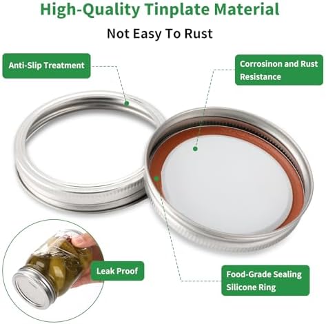 Esuduky 52Pcs Mason Jar Lid Set with Rings Canning sealing sealing Needs