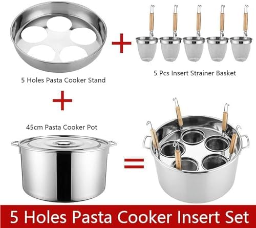 Sturdy Stainless Steel Pasta Pot with Strainer Basket Heat Retention Easy to Clean