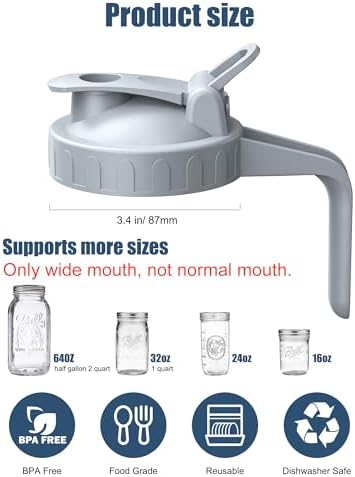 VA1KENE Mason Jar Pour Spout Lid A Perfect Tool for Easy Mastery