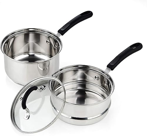 Professional 2-Quart Double Boiler Saucepan for All Stove Tops