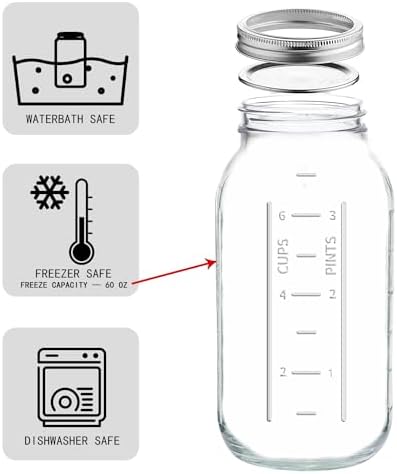 eleganttime 64 oz Wide Mouth Mason Jar 3 Pack