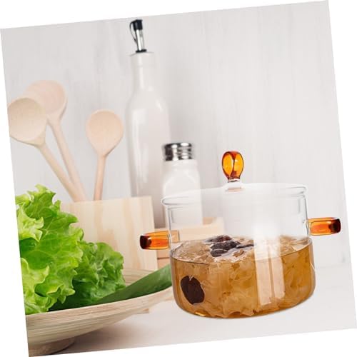 PRETYZOOM 2pcs Glass Stockpot with Lid