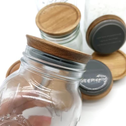 6-PieceGenericWide Mouth Wooden Mason Jar Lids Airtight Reusable Storage Solution