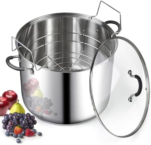 Professional 20 Quart Stockpot with Jar Rack Glass Lid